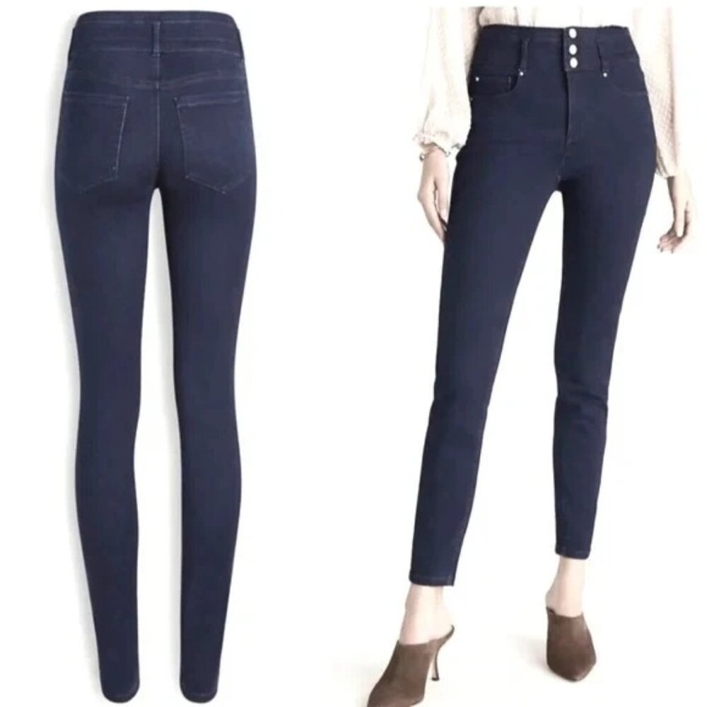 Ann Taylor Curvy Fit High Rise Skinny Jeans Dark Wash Indigo Size 12